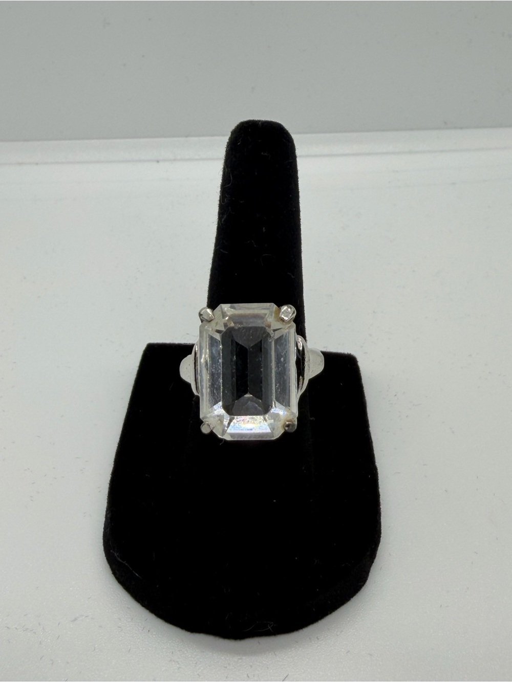 Vintage Vendome Signed Chunky Ring w/Large Glass Stone Adjustable